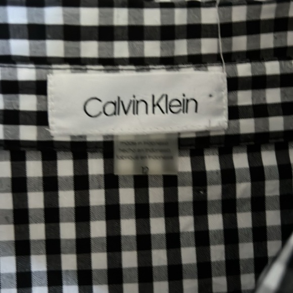 Calvin Klein Black and White Gingham Fit and Flare Dress with Fabric Belt - 12 - Picture 13 of 15
